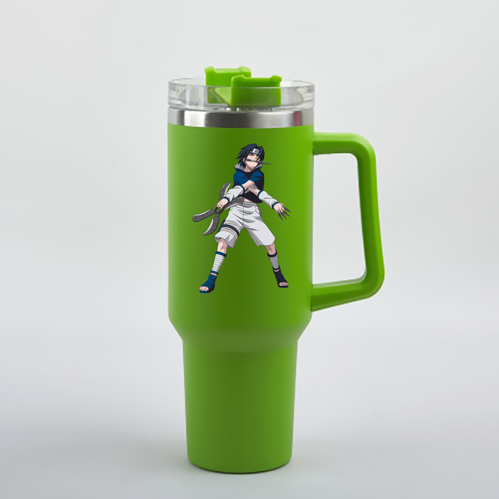 （画像用） NARUTO -ナルト- うちは サスケ Uchiha Sasuke 1200mL車用タンブラー - クリスタルステッカー（プラスチックストロー付き）